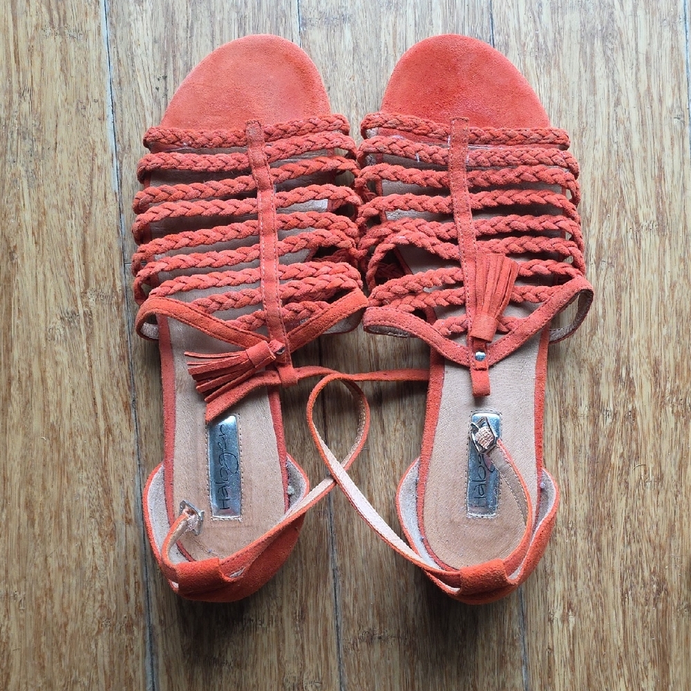 Halogen Women's Vibrant Orange Braided Sandals